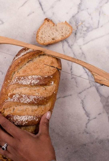 Australian Made wooden Fiddle Bow bread knife – handcrafted for sourdough lovers