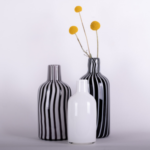 striped black and white bottle art