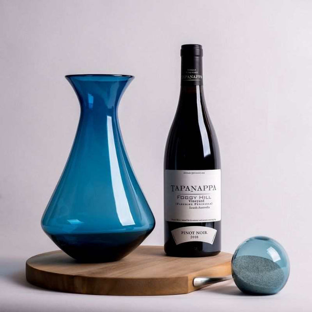 Hand-blown glass wine decanter Taste of Australia – Australian Made by Emma Klau blue