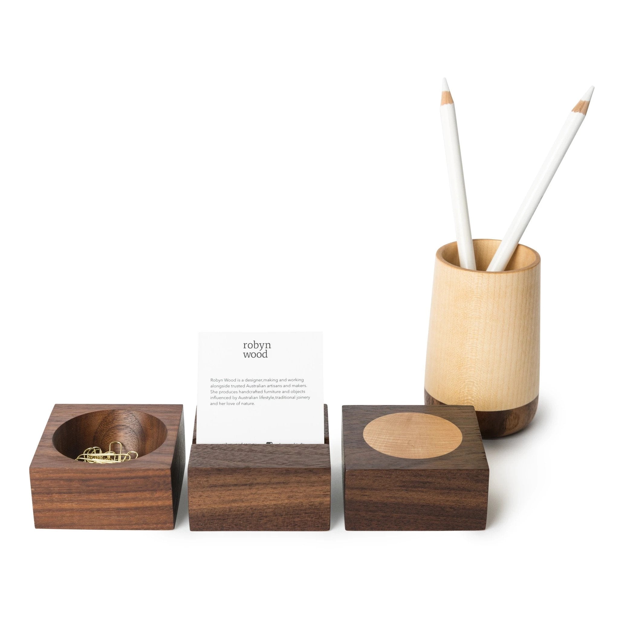 Walnut Wooden Desk Set | Design by Robyn Wood - CoCo Contemporary Connoisseur Gift Store